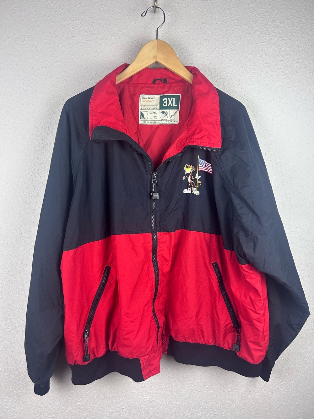 Vintage WearGuard Colorblock Chester Cheetah Embroidered Windbreaker, 3XL